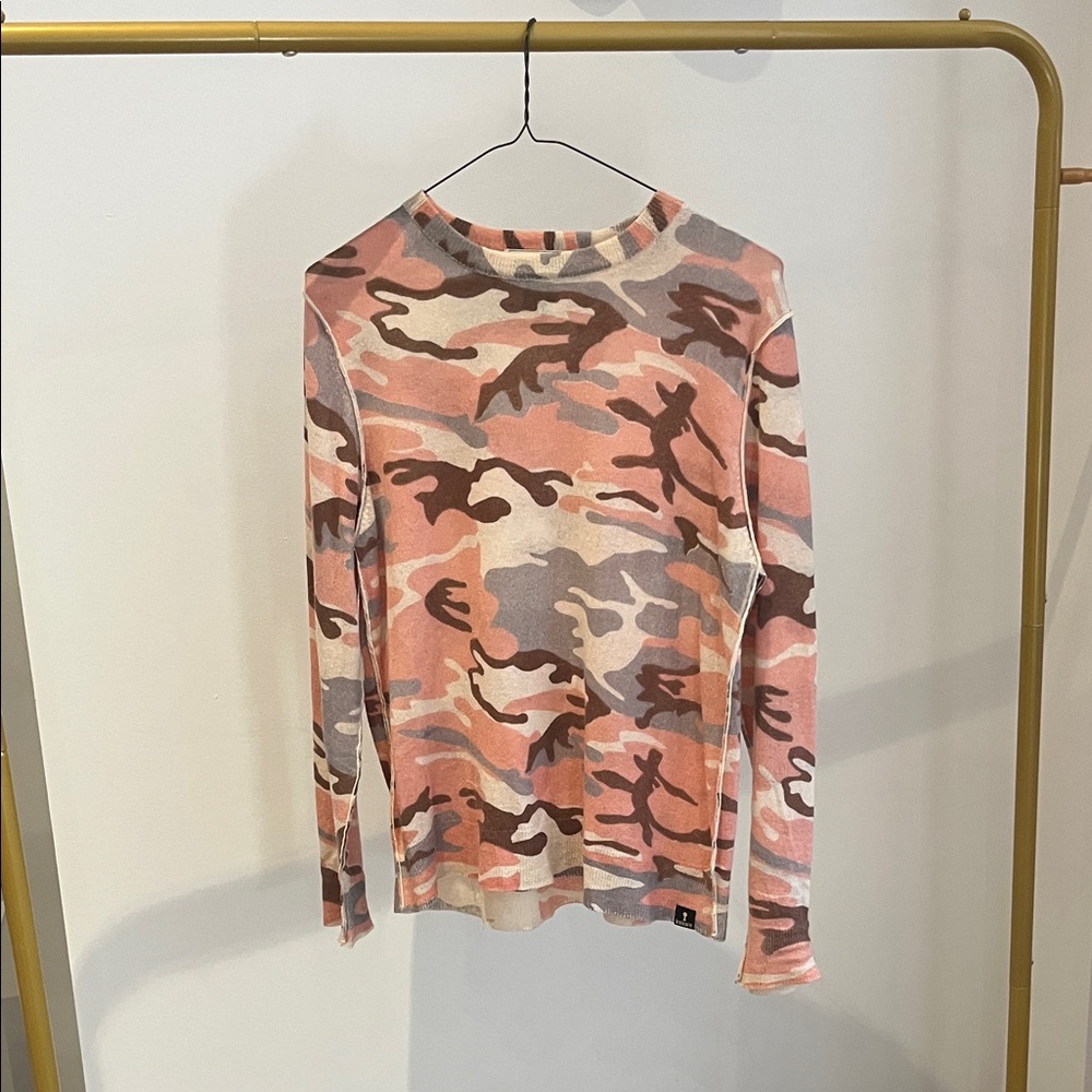 Pink and Brown Camouflage Long Sleeve Tee